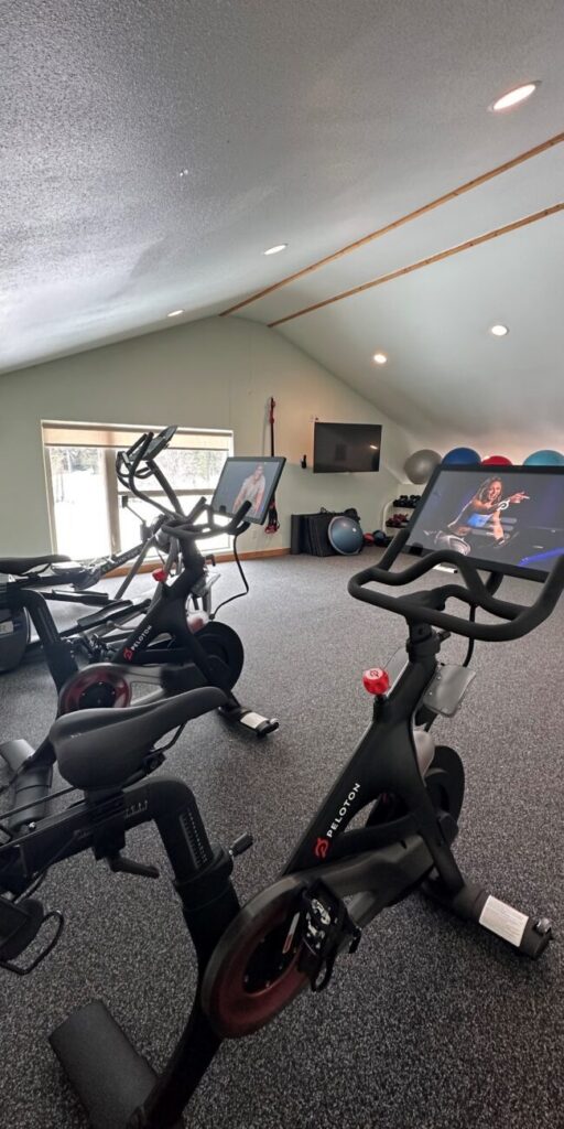 Peloton bikes in the cardio room at the Kahler Mountain Club Athletic Club.